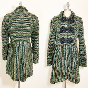 Plenty Tracy Reese Anthro Green Boho Pea Coat Med